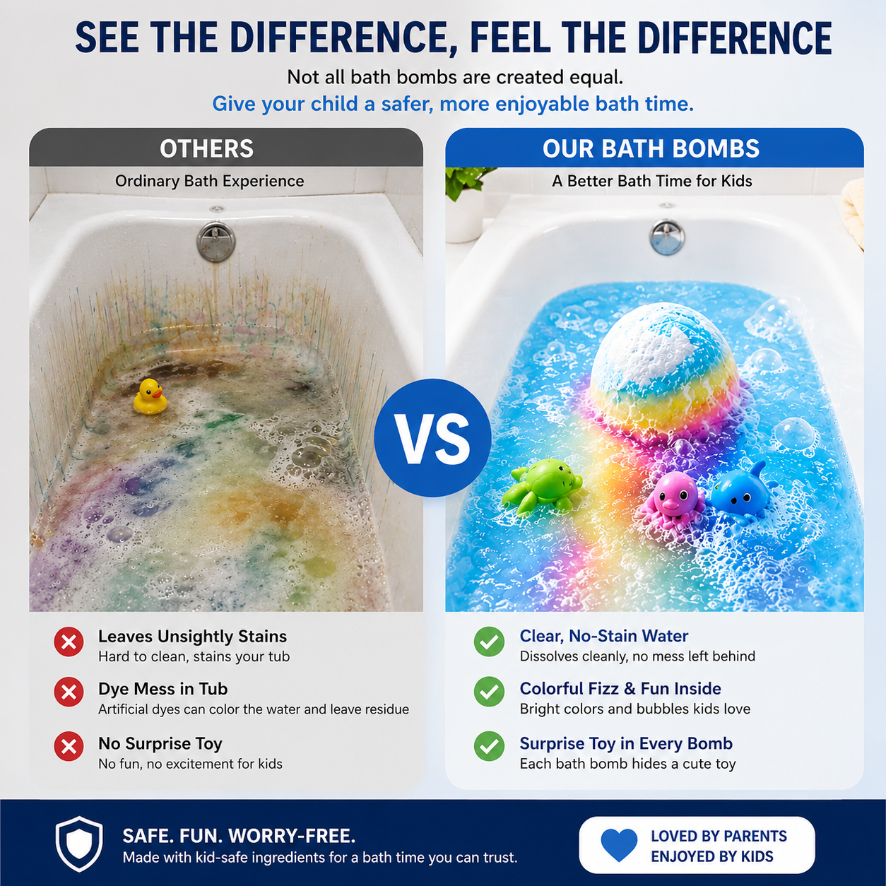 🔥 Limited Time – Save 70% Today 🛫 Gentle Kids Bath Bomb Set – Food-Grade Colors, Surprise Toys & Fun Bath Time Adventures ✈️