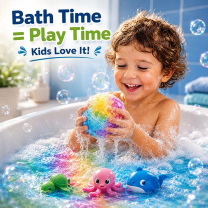 🔥 Limited Time – Save 70% Today 🛫 Gentle Kids Bath Bomb Set – Food-Grade Colors, Surprise Toys & Fun Bath Time Adventures ✈️