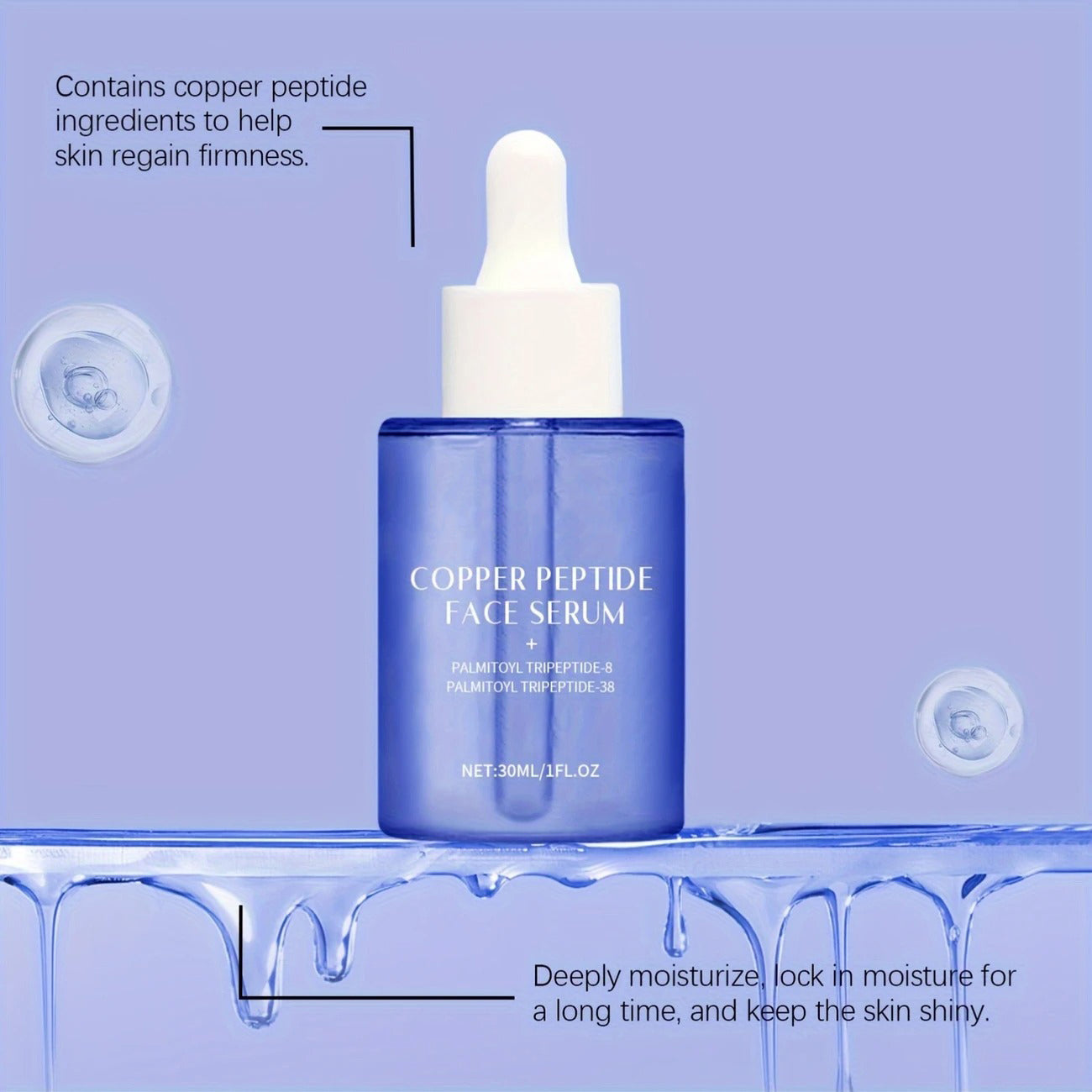 Copper Peptide Facial Essence, Moisturizing, Tightening Facial Contour, Mild, Easy To Absorb, Smooth Facial Skin, Suitable For All Skin Types