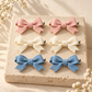 Activemere 6-Piece Ribbed Bow Pet Hair Clip Set in Pink, Cream & Blue