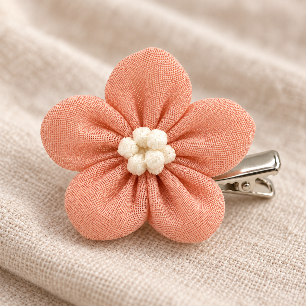 Activemere Coral Flower Pet Hair Clip with White Floral Center & Metal Alligator-Style Clip