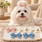 Activemere 6-Piece Ribbed Bow Pet Hair Clip Set in Pink, Cream & Blue