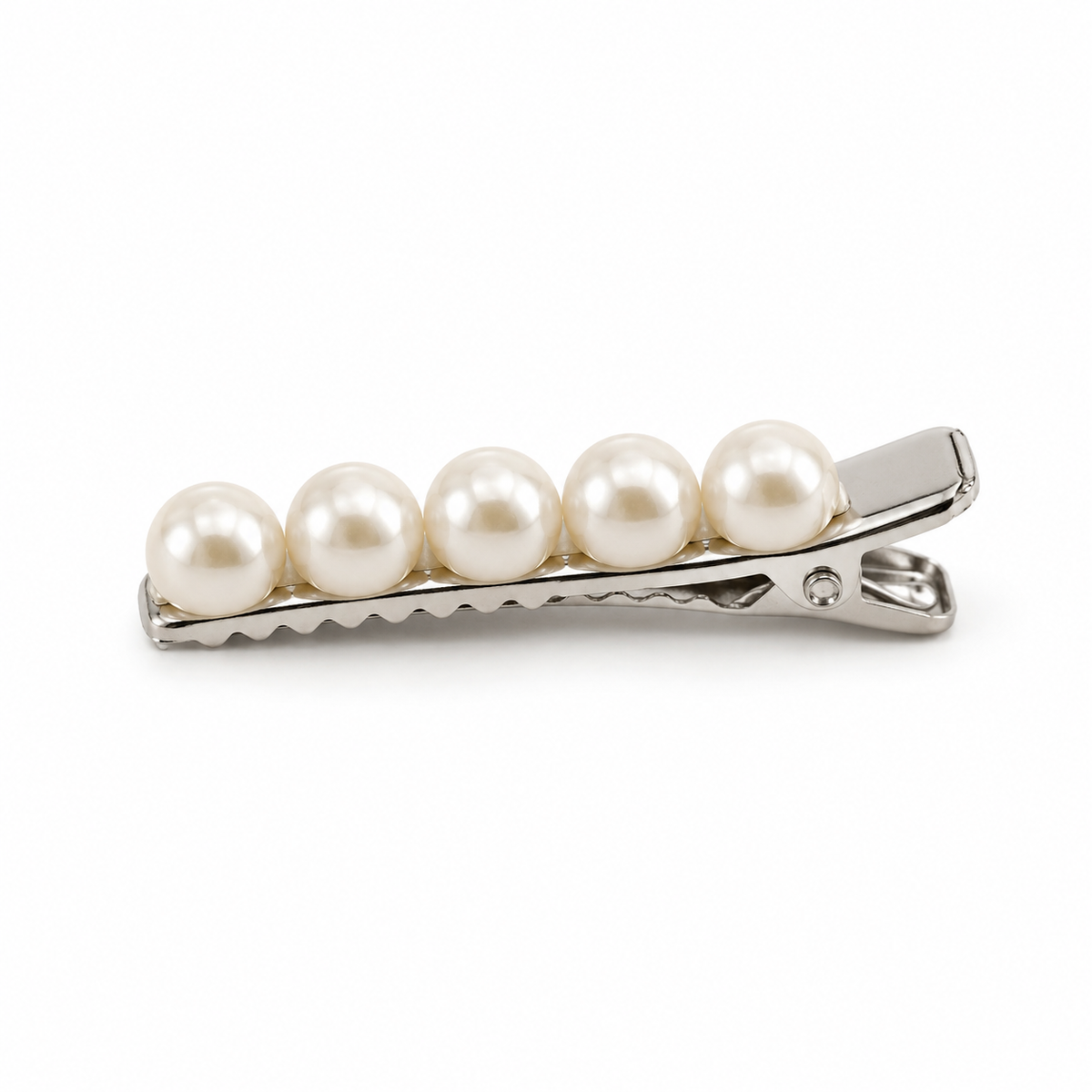 Activemere Pearl-Look Beaded Pet Hair Clip with Silver-Tone Alligator-Style Clip