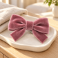 Activemere Dusty Rose Velvet-Look Bow Pet Hair Clip with Metal Alligator-Style Clip