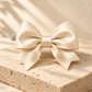 Activemere Champagne Satin-Look Bow Pet Hair Clip with Metal Alligator-Style Clip