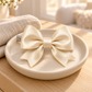 Activemere Champagne Satin-Look Bow Pet Hair Clip with Metal Alligator-Style Clip