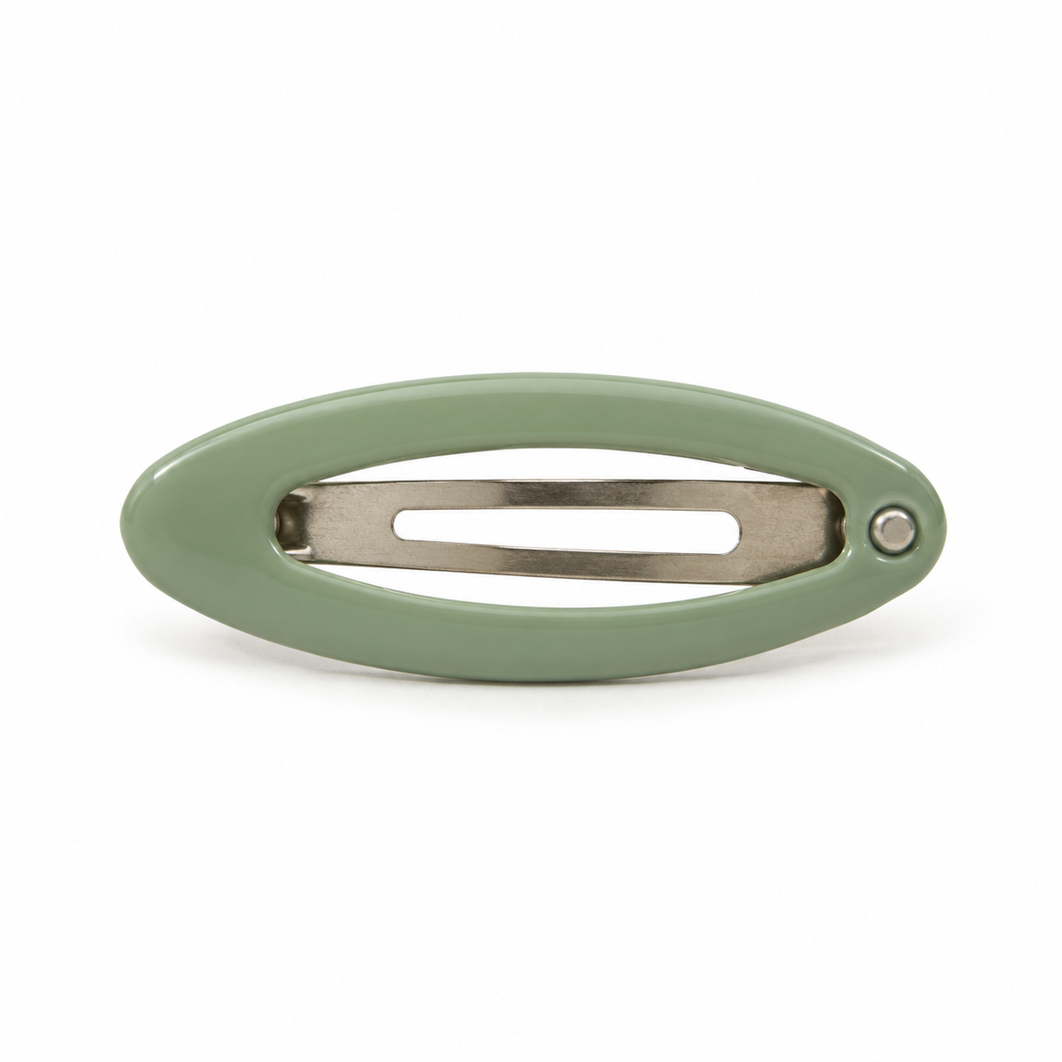 Activemere Sage Green Oval Pet Hair Clip with Silver-Tone Snap Clip