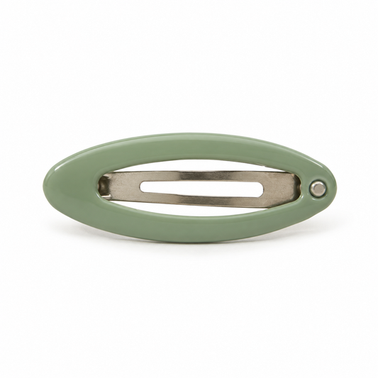 Activemere Sage Green Oval Pet Hair Clip with Silver-Tone Snap Clip