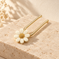 Activemere Gold-Tone Floral Pet Hair Pin with Cream Flower Accent