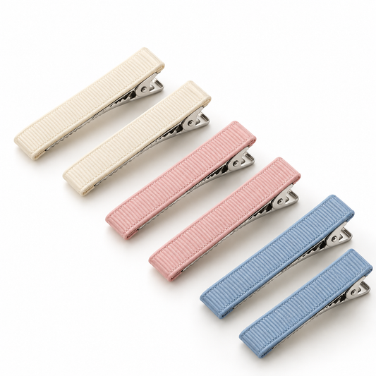 Activemere 6-Piece Ribbed Pet Hair Clip Set in Cream, Pink & Blue