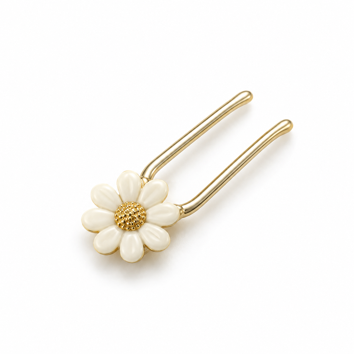 Activemere Gold-Tone Floral Pet Hair Pin with Cream Flower Accent