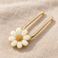 Activemere Gold-Tone Floral Pet Hair Pin with Cream Flower Accent