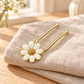 Activemere Gold-Tone Floral Pet Hair Pin with Cream Flower Accent