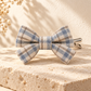 Activemere Blue & Cream Plaid Bow Pet Hair Clip with Metal Alligator-Style Clip
