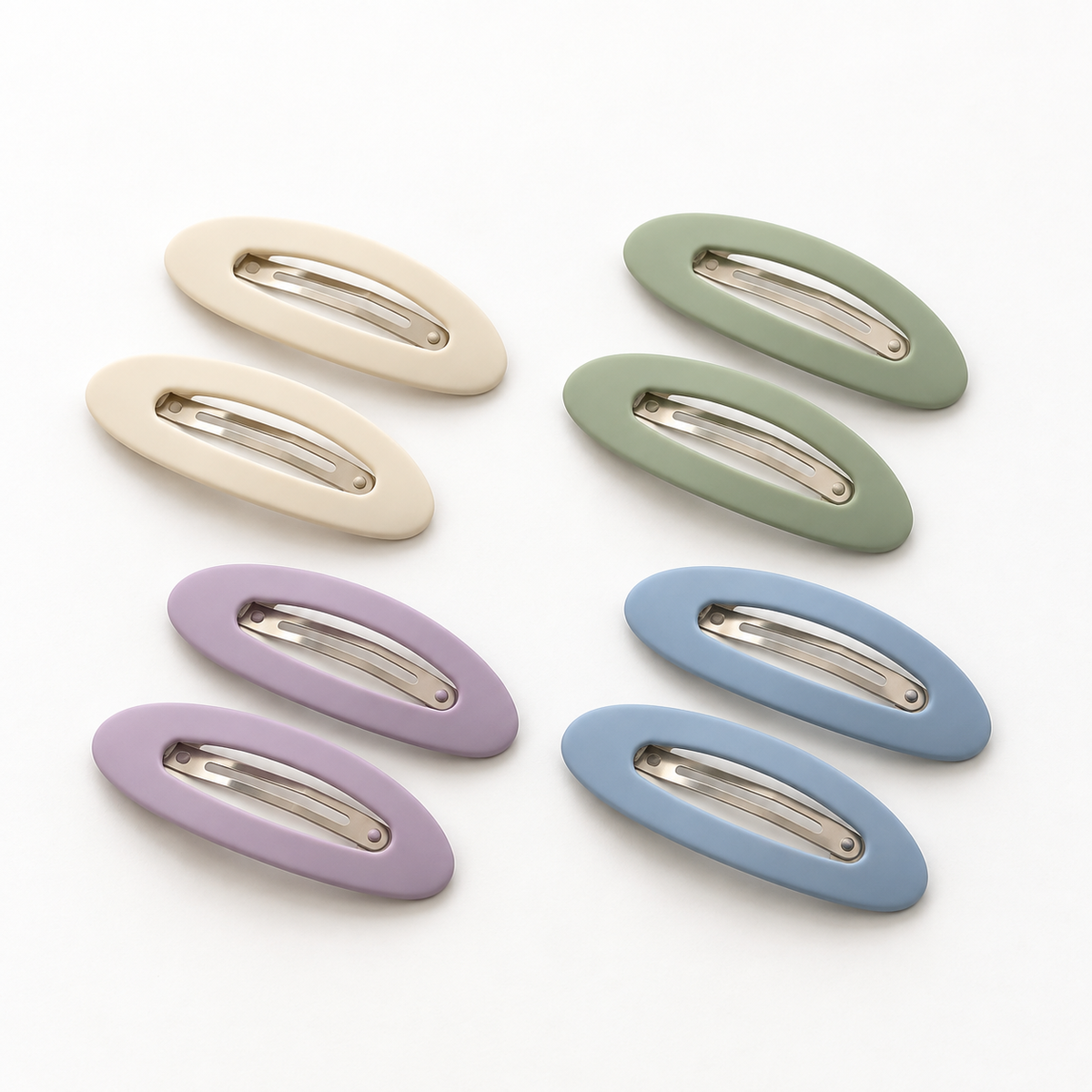 Activemere 8-Piece Oval Snap Pet Hair Clip Set in Cream, Sage Green, Lavender & Blue