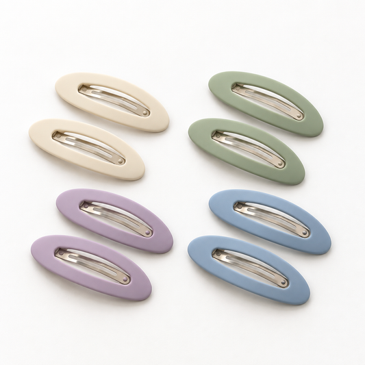 Activemere 8-Piece Oval Snap Pet Hair Clip Set in Cream, Sage Green, Lavender & Blue