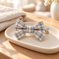 Activemere Blue & Cream Plaid Bow Pet Hair Clip with Metal Alligator-Style Clip