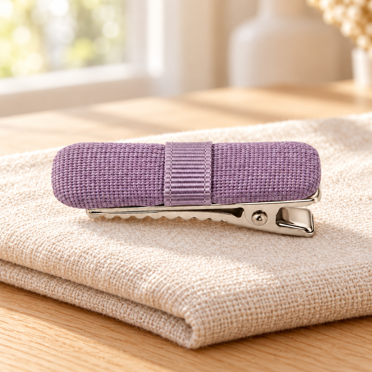 Activemere Lavender Textured Fabric Pet Hair Clip with Metal Alligator-Style Clip