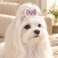Activemere Cream & Lavender Layered Bow Pet Hair Clip with Metal Alligator-Style Clip