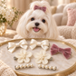 Activemere 8-Piece Bow, Flower & Pearl-Look Pet Hair Clip Set in Cream & Dusty Rose