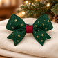 Activemere Green Star-Print Bow Pet Hair Clip with Metal Alligator-Style Clip