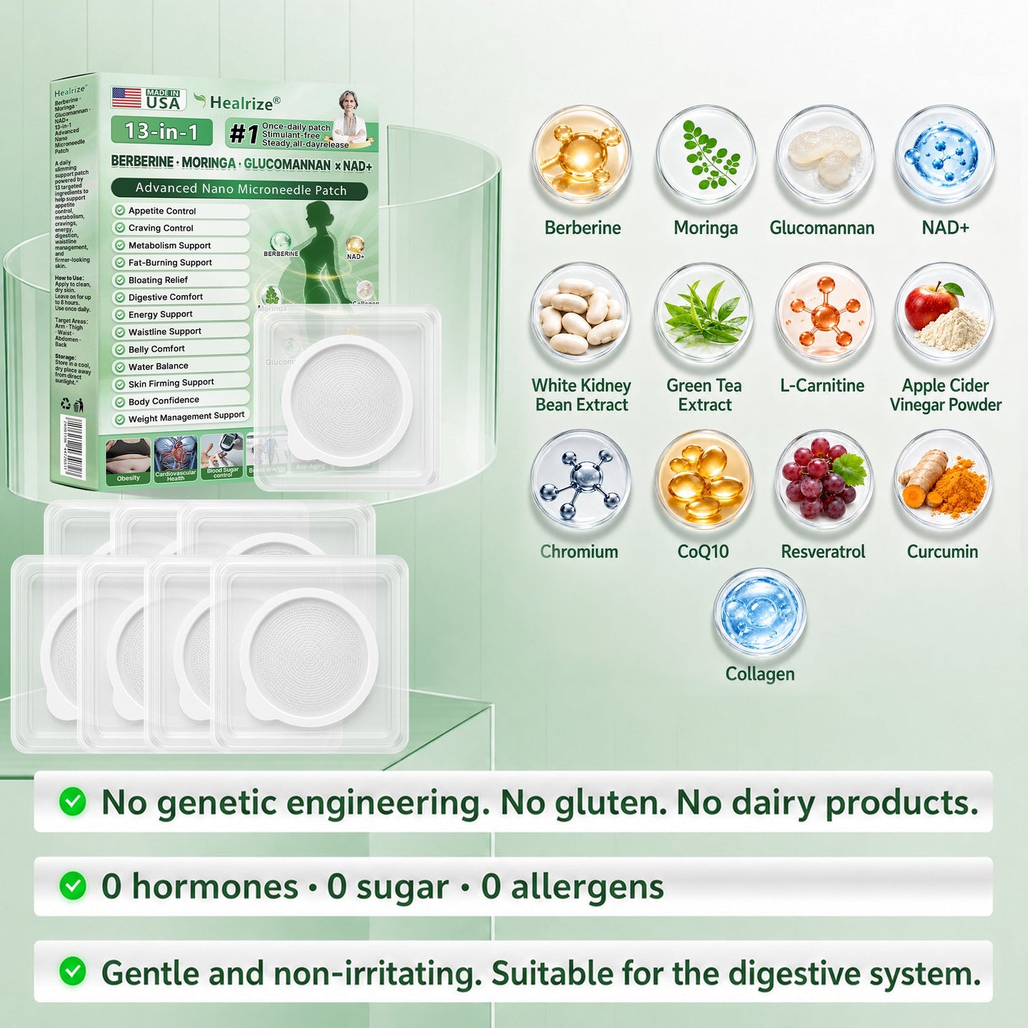 Officially Recommended | 🏆 Healrize® Berberine · Moringa · Glucomannan × NAD+ 13-in-1 Advanced Nano Microneedle Patch👨‍⚕️Once Daily · Visible Support in 7 Days · For Weight, Belly Fat, Loose Skin, Cravings & More💝