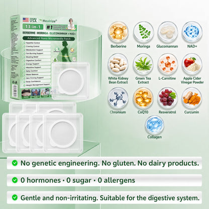 Officially Recommended | 🏆 Healrize® Berberine · Moringa · Glucomannan × NAD+ 13-in-1 Advanced Nano Microneedle Patch👨‍⚕️Once Daily · Visible Support in 7 Days · For Weight, Belly Fat, Loose Skin, Cravings & More💝