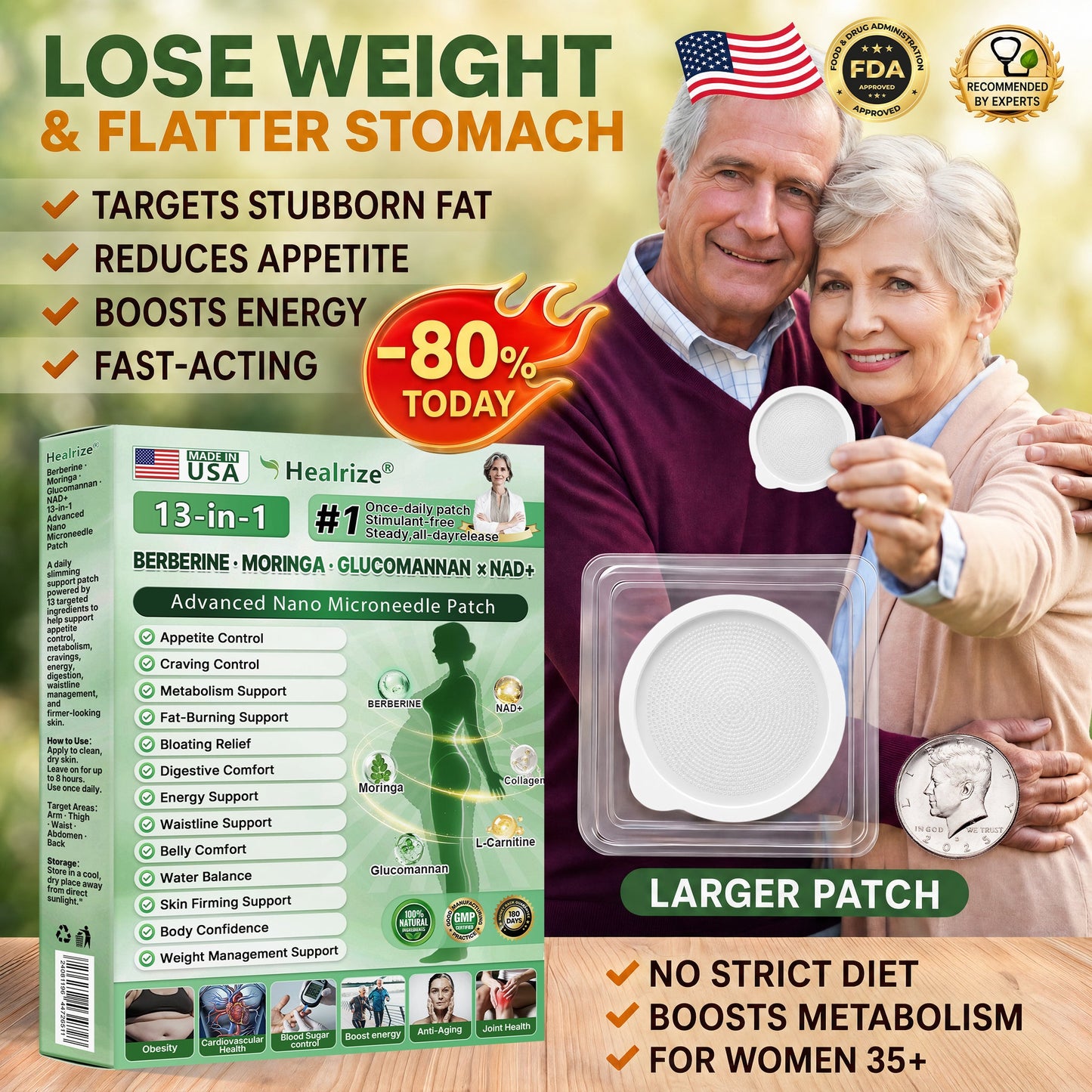 Officially Recommended | 🏆 Healrize® Berberine · Moringa · Glucomannan × NAD+ 13-in-1 Advanced Nano Microneedle Patch👨‍⚕️Once Daily · Visible Support in 7 Days · For Weight, Belly Fat, Loose Skin, Cravings & More💝