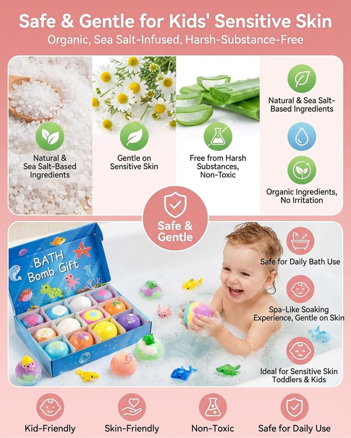 🔥 Limited Time – Save 70% Today 🛫 Gentle Kids Bath Bomb Set – Food-Grade Colors, Surprise Toys & Fun Bath Time Adventures ✈️